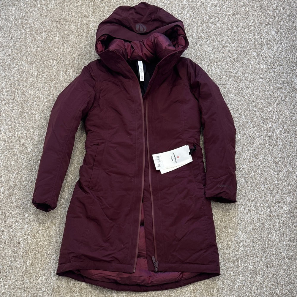 Lululemon Athletica Snow Parka Maroon Hooded Jacket , Brand new